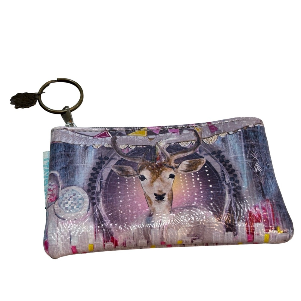 Papaya Art Deer Stag Coin Purse‎ Keychain Pouch